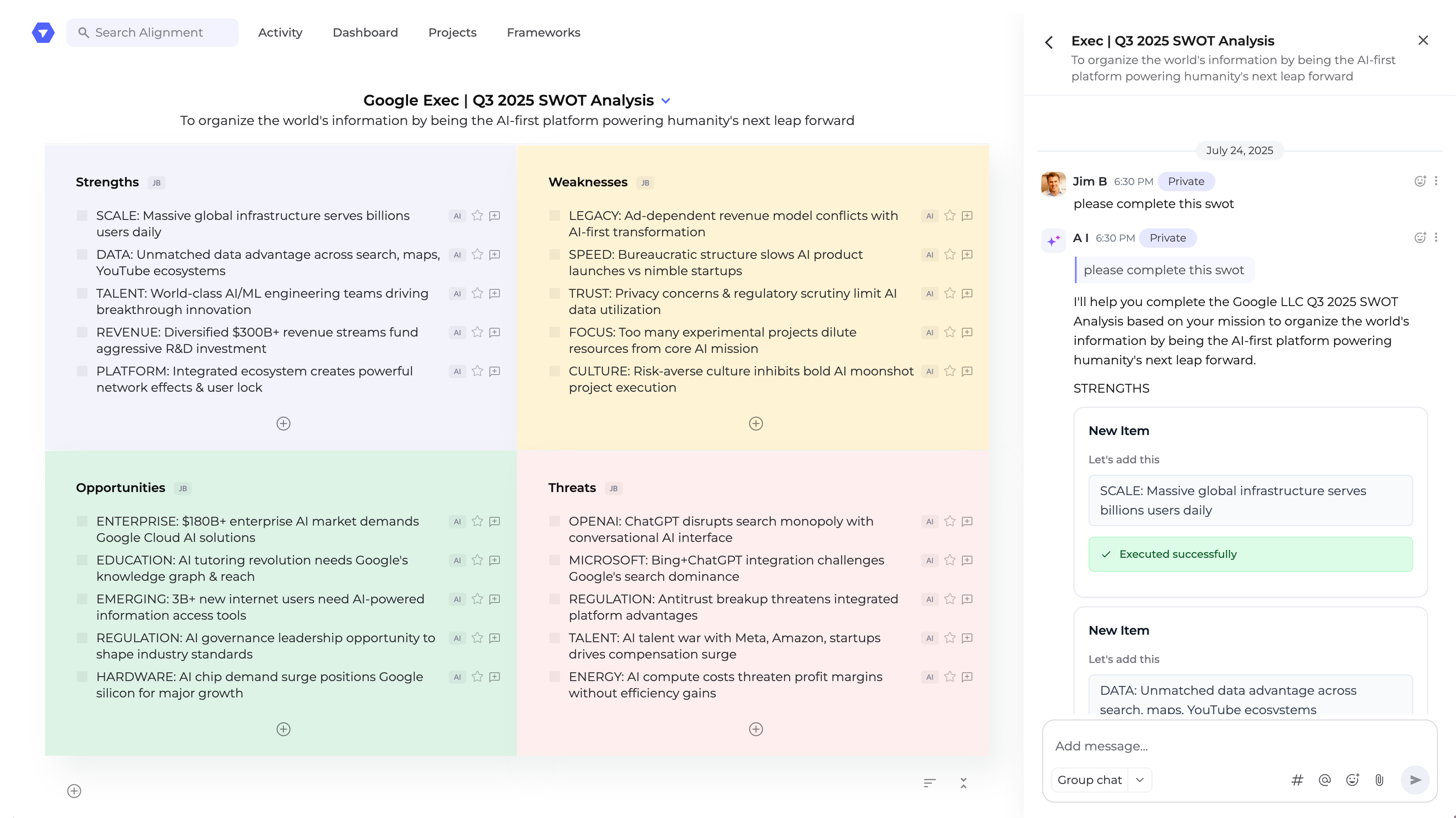 AI Creating SWOT Analysis